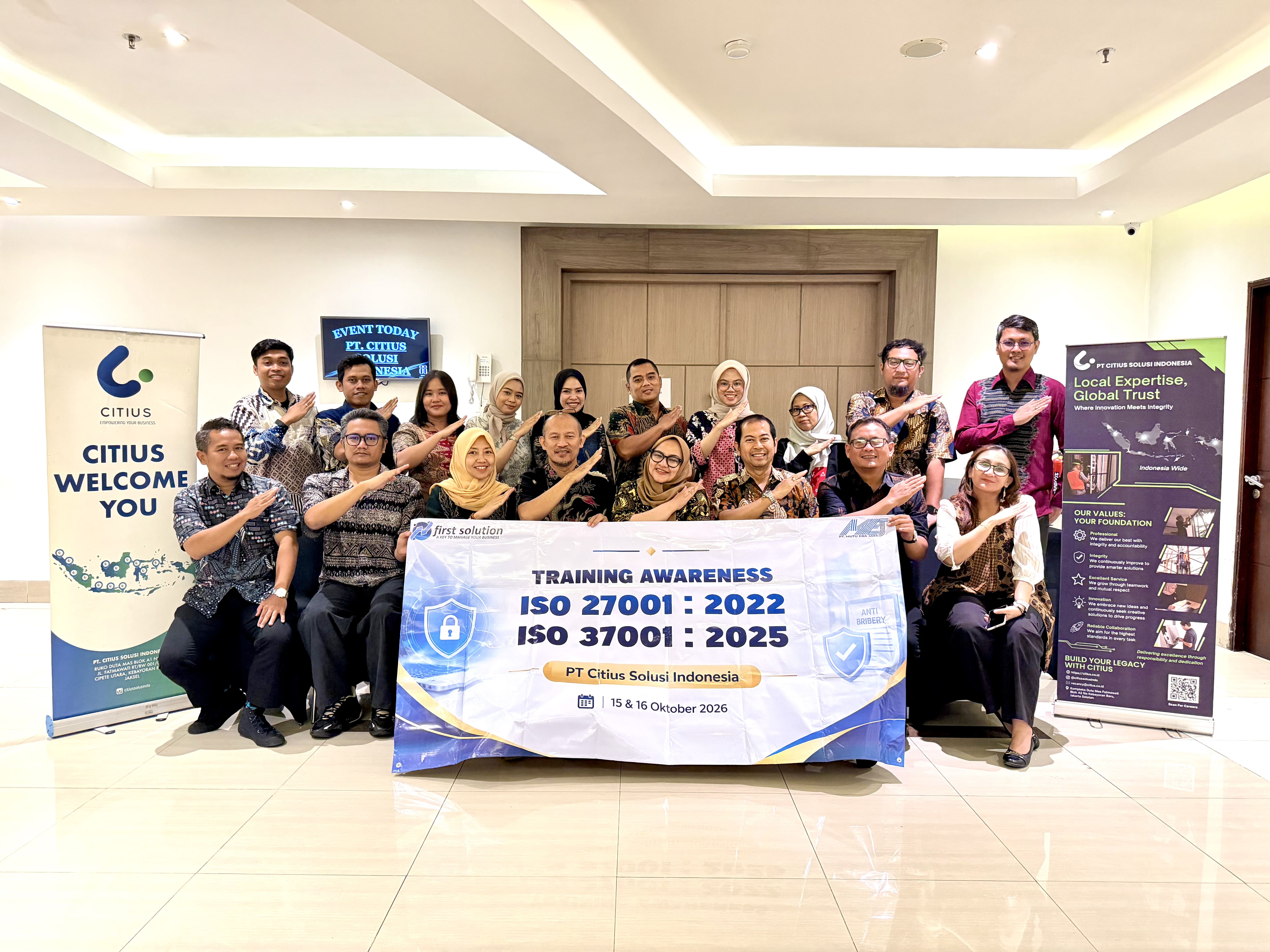 Citius Solusi Indonesia Perkuat Budaya Keamanan Informasi dan Anti Penyuapan Lewat Training ISO 27001:2022 dan ISO 37001:2025